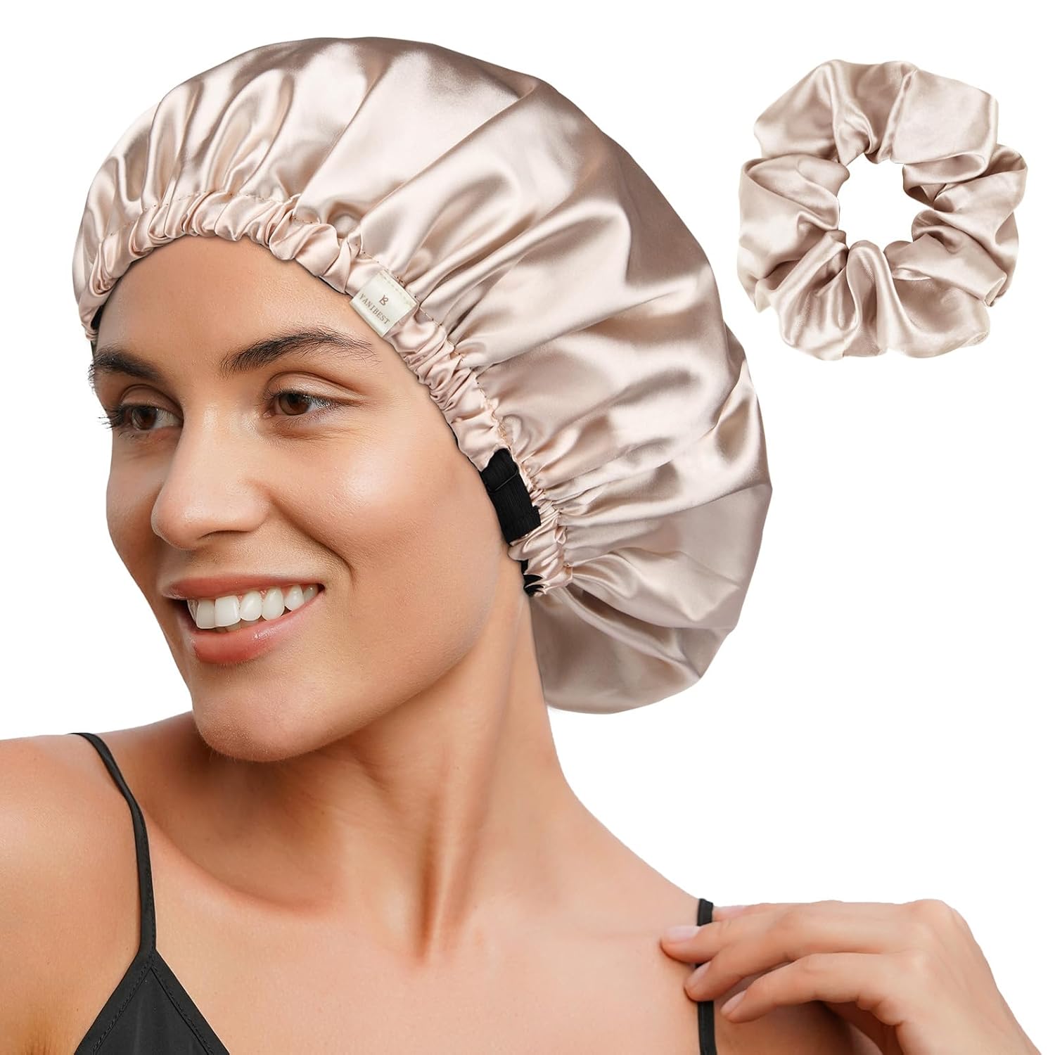 Thumbnail 6 de YANIBEST doppelschichtige Satinhaube (Seidenhaube) zum Schlafen – verstellbar für lockiges, natürliches Haar