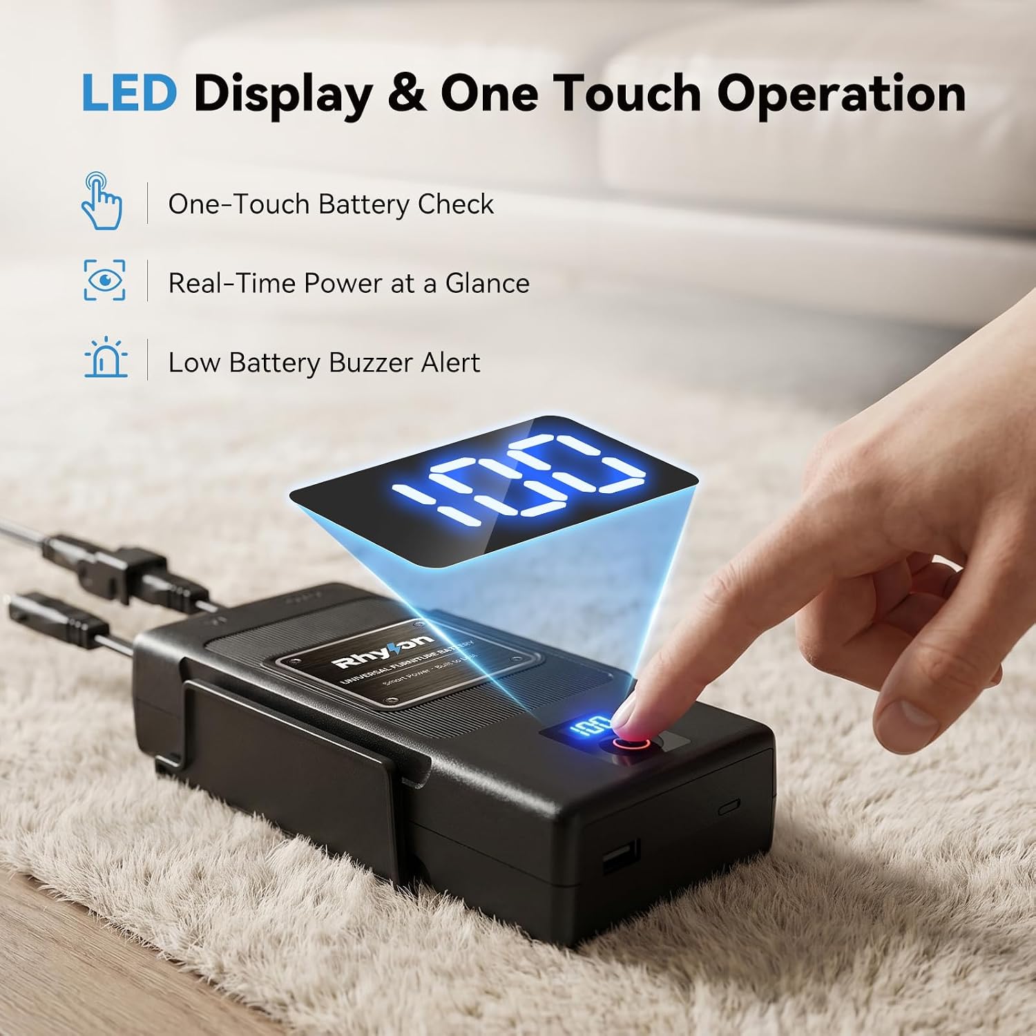 Thumbnail 3 de Rhylon RQ-BAT-001 Recliner Battery Pack, 2500mAh, LED Display, 2-Pin