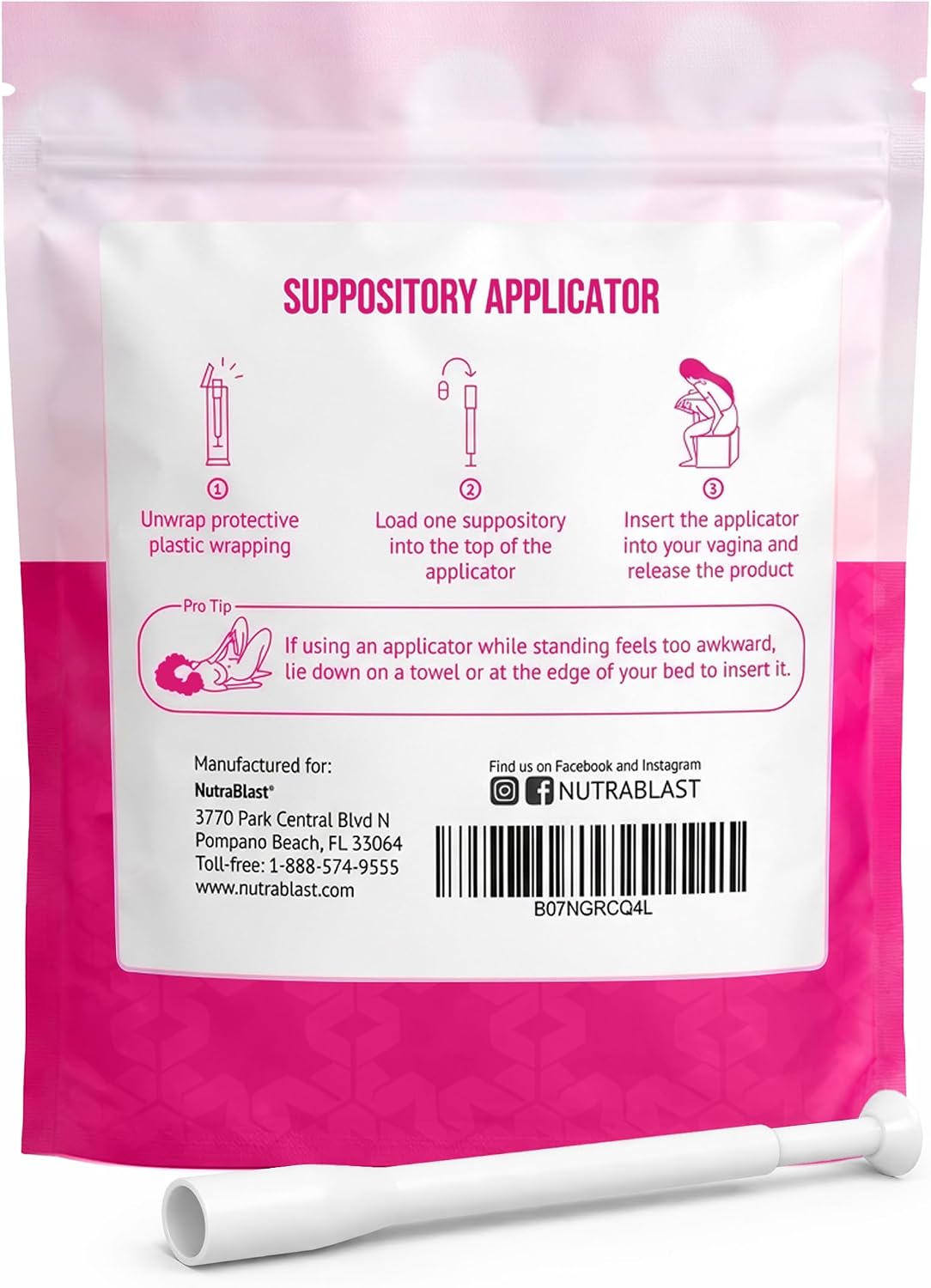 Detalle de NutraBlast NUTBL-PL1002-SUPP-APPLICATOR-C15 Vaginal Suppository Applicators, 15 Count