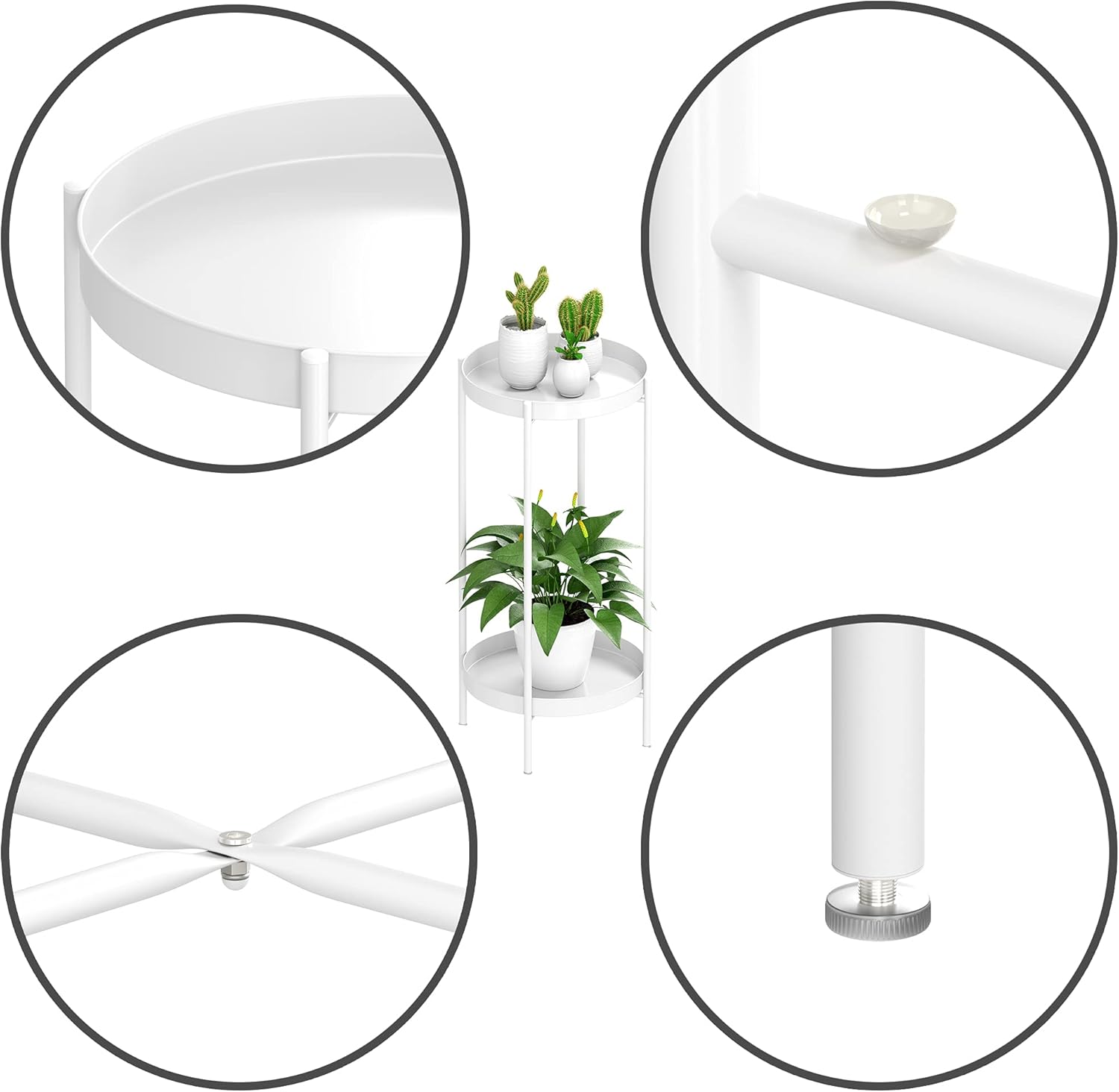 Detalle 2 de OVICAR Support pour plantes d'intérieur et d'extérieur – Porte-pot en métal à 2 niveaux