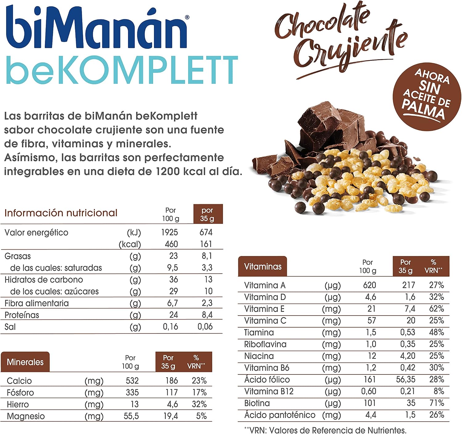 Detalle 2 de BIMANÁN KOMPLETT barritas chocolate 280g