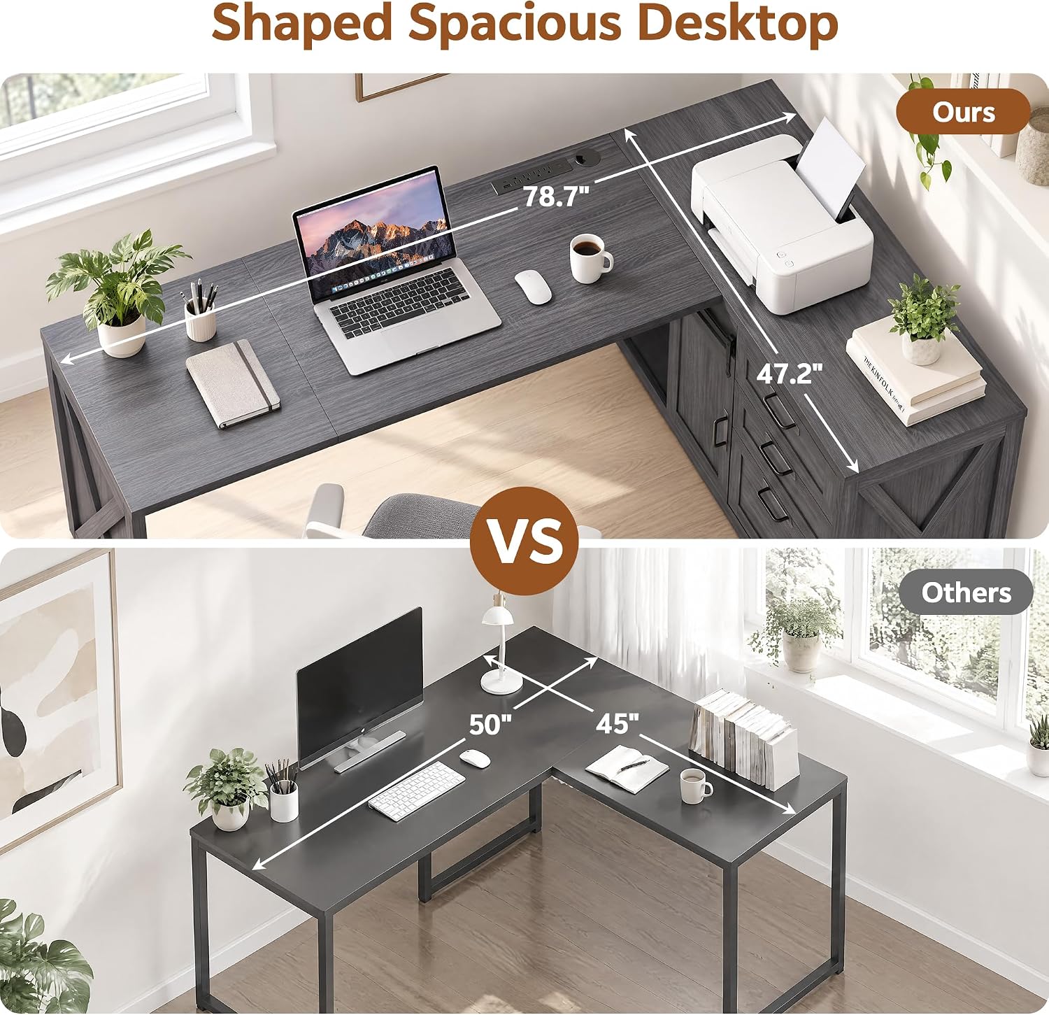 Detalle de Homiflex L-Shaped Desk, 78.7-Inch
