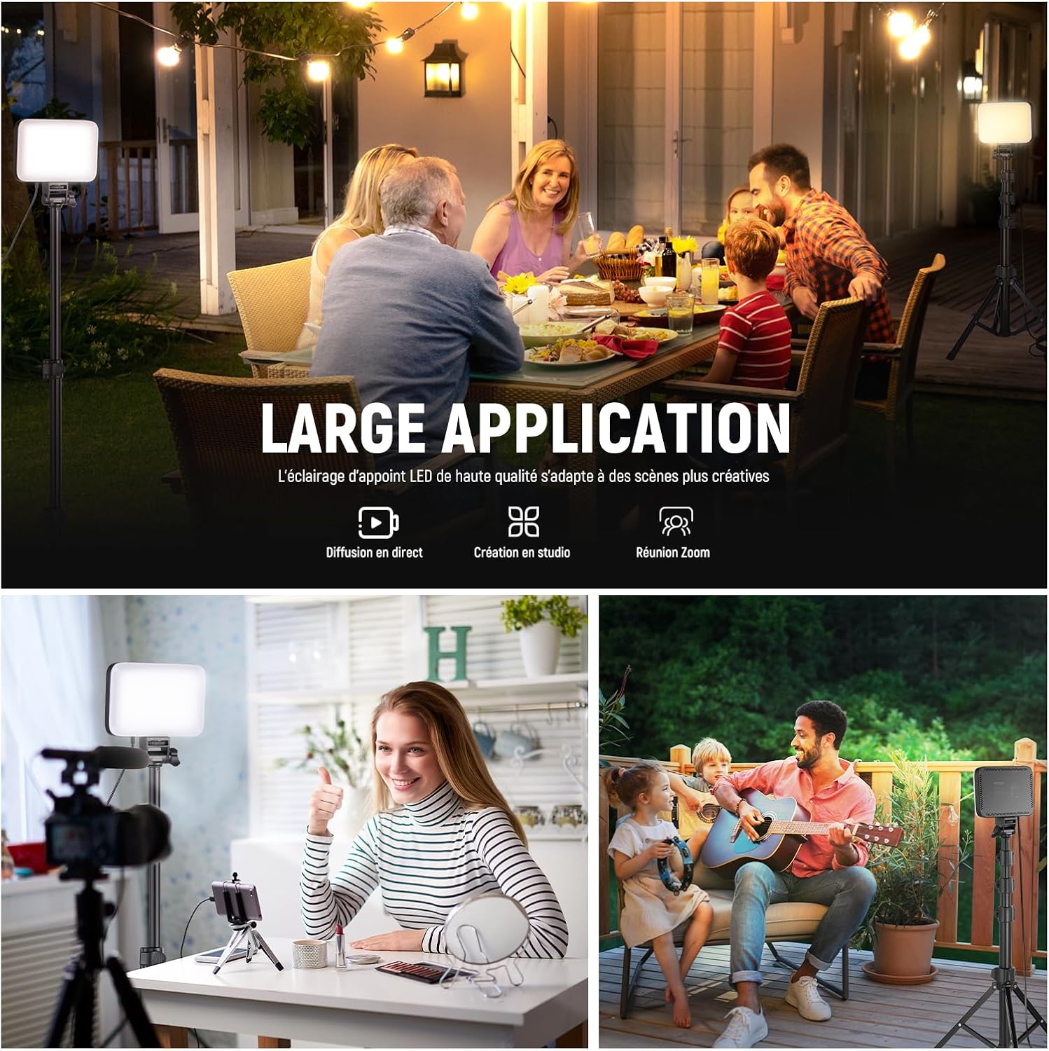 Thumbnail 6 de NEEWER Basics Kit d’éclairage de studio LED bicolore (panneau 3200K–5600K) – packs de 2 avec trépieds et filtres