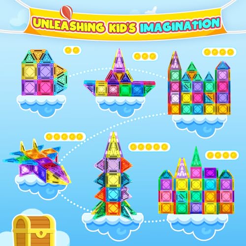 Detalle de iKidiki: Set de 43 Piezas Magnéticas para Construcción – Juguete de Viaje y Regalo para Niños de 3 a 6 Años