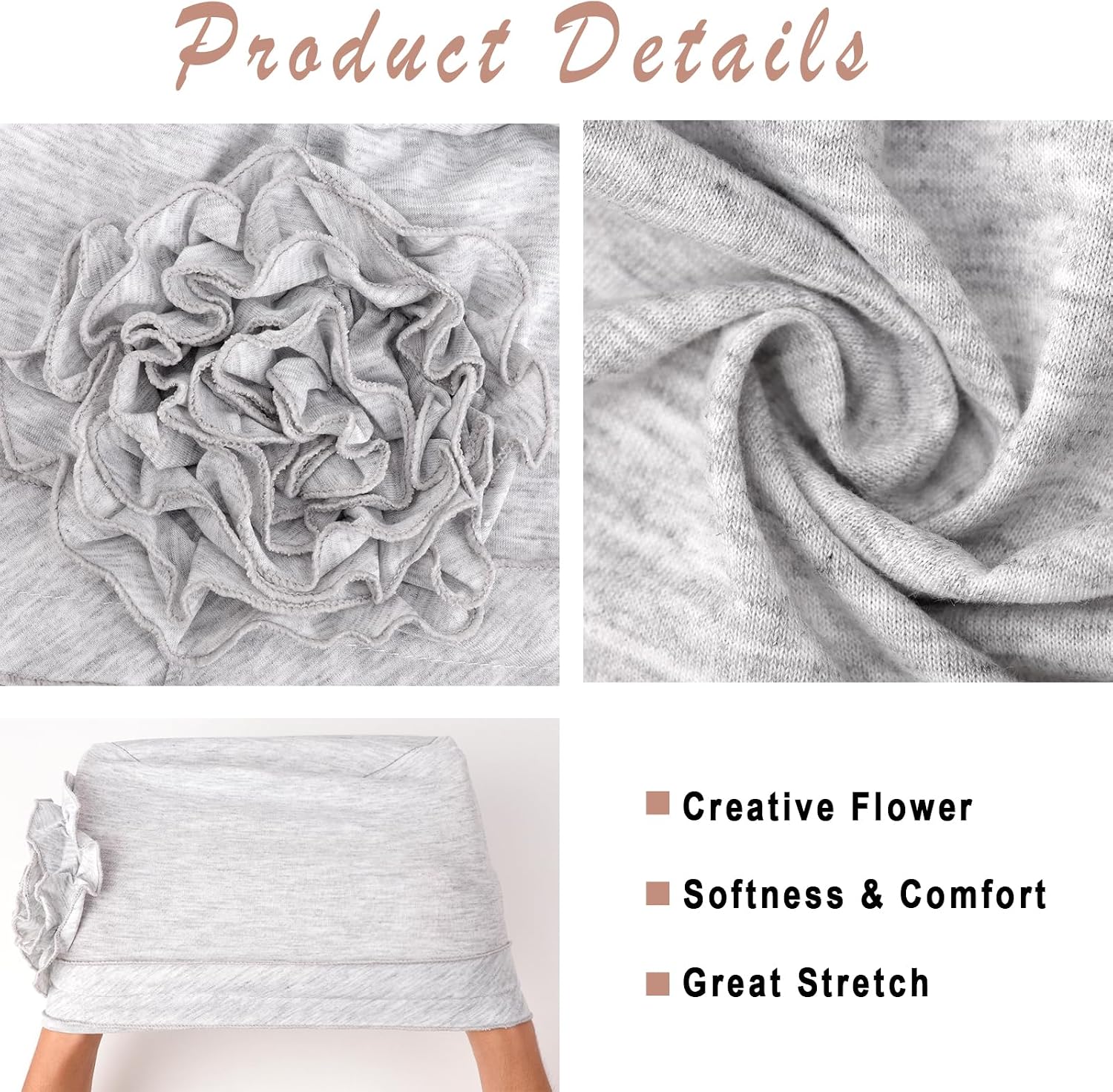 Thumbnail 4 de DRESHOW Chemo Turban Headwear Soft Cancer Headwrap Hat for Women Beanies Flowers Hair Loss Cap