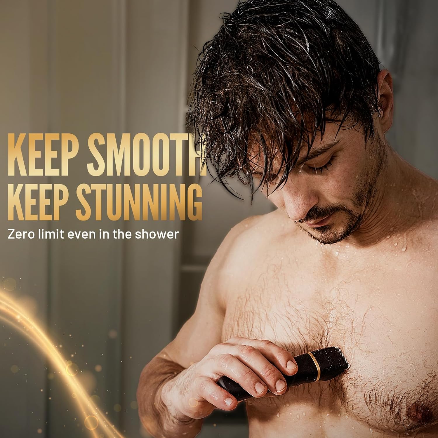 Detalle de Risina Body Trimmer for Men: 2-in-1 Groin & Body Hair Trimmer with Ceramic Blades