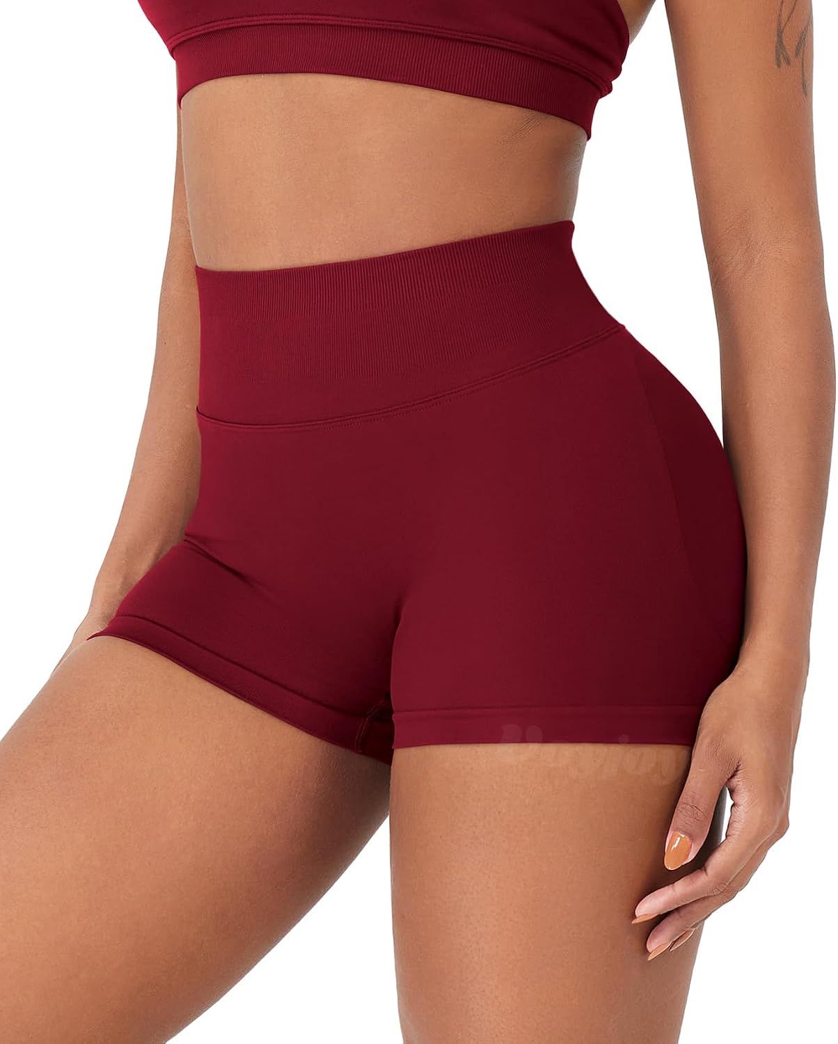 Detalle de VOYJOY Women Workout Impact Shorts with Scrunch Bum Seam – 2.5" to 6" Inseams