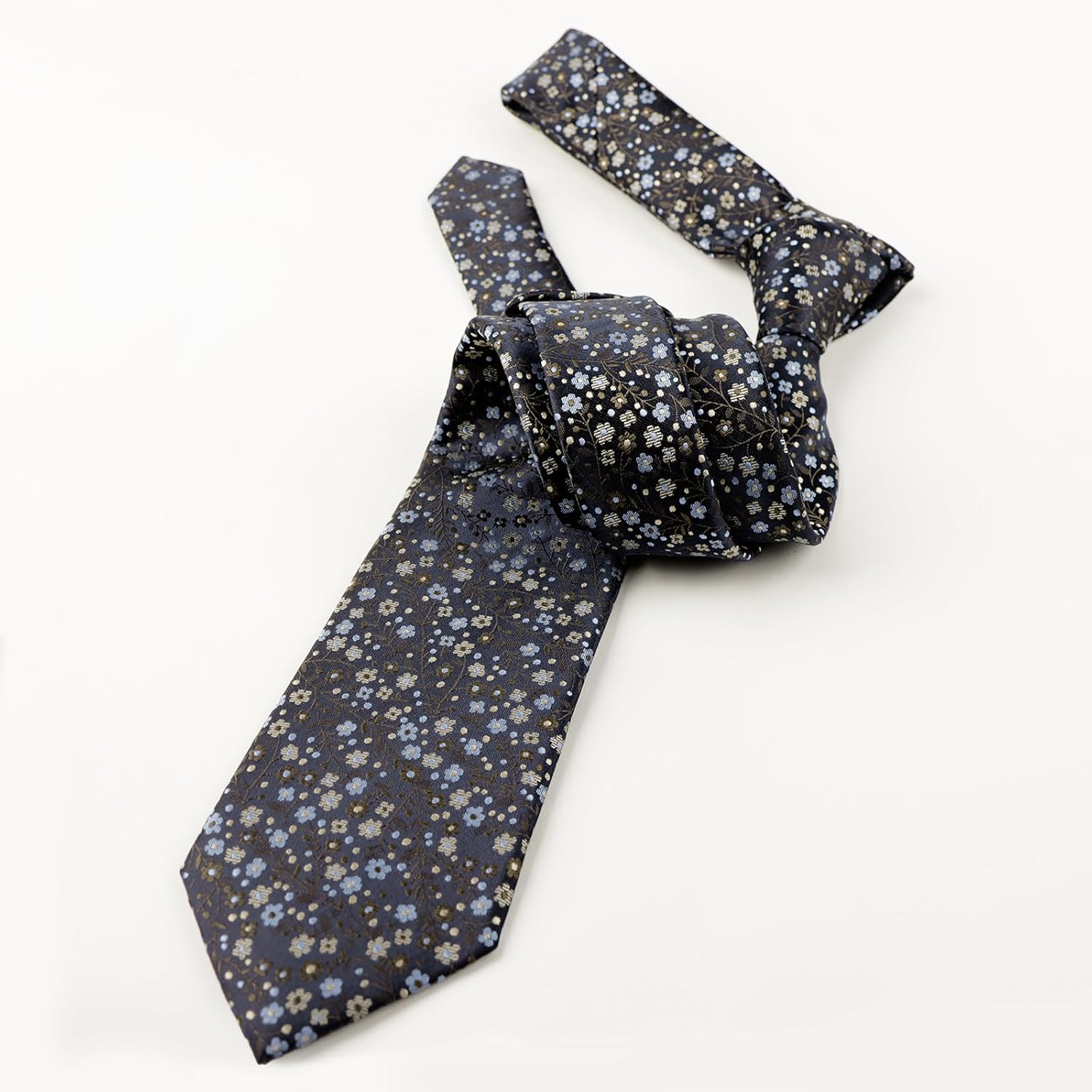 Thumbnail 2 de Alizeal Mens Flower Patterned Wedding Tie with Pocket Square Set (8cm)