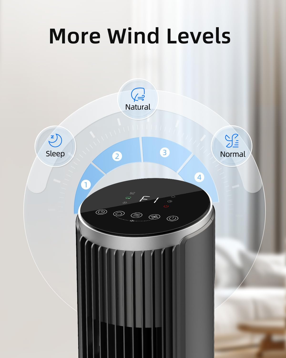 Thumbnail 1 de Ateroll Silent Tower Fan – 90° Oscillating Bladeless Fan with Remote, 4 Speeds, 3 Modes and 12H Timer