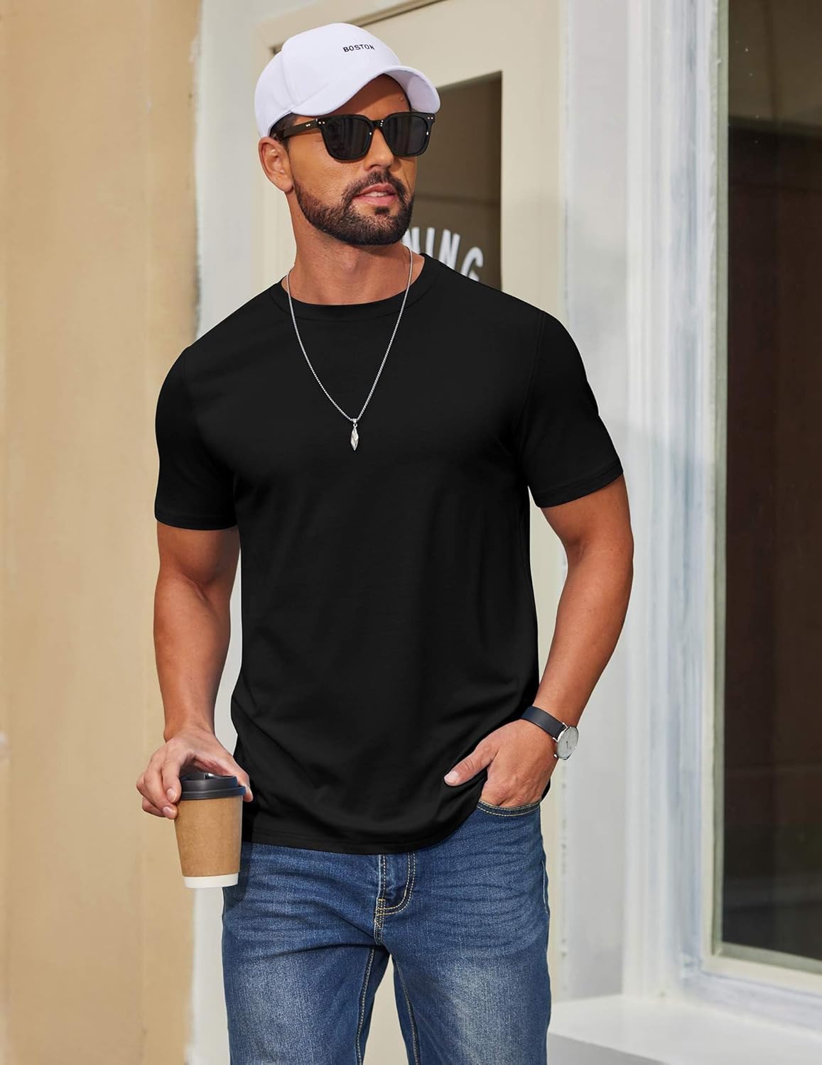 Thumbnail 1 de COOFANDY Men's Short Sleeve Cotton-Blend T-Shirt: Casual Comfort That Holds Its Shape