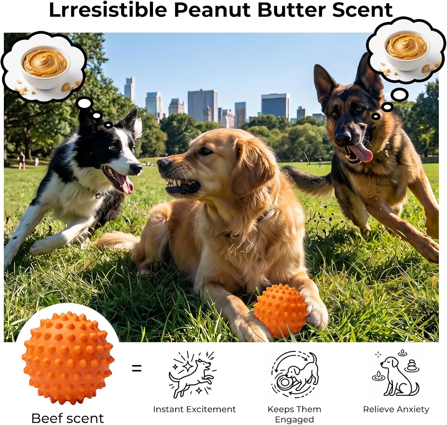 Thumbnail 3 de Apasiri Peanut Flavor Dog Ball, 10mm Rubber, Squeaker, Orange