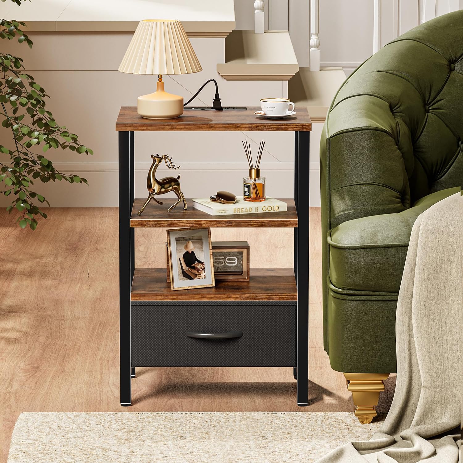 Thumbnail 6 de SUPERJARE Nightstand with Charging Station