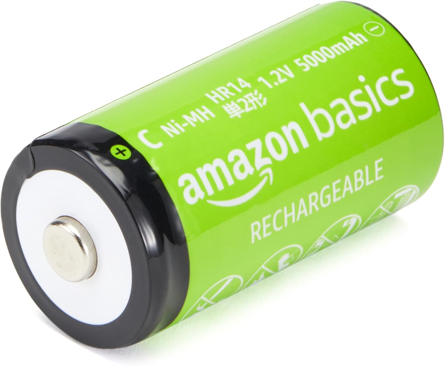Detalle de Amazon Basics 4-Pack Rechargeable C Cell NiMH Batteries (5000mAh) — pre-charged