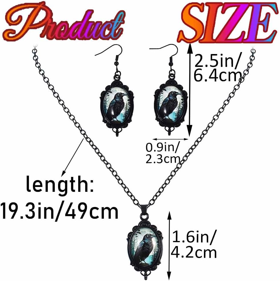 Thumbnail 5 de Unicra Black Halloween Gothic Jewellery Set (Pendant Necklace and Earrings) for Women