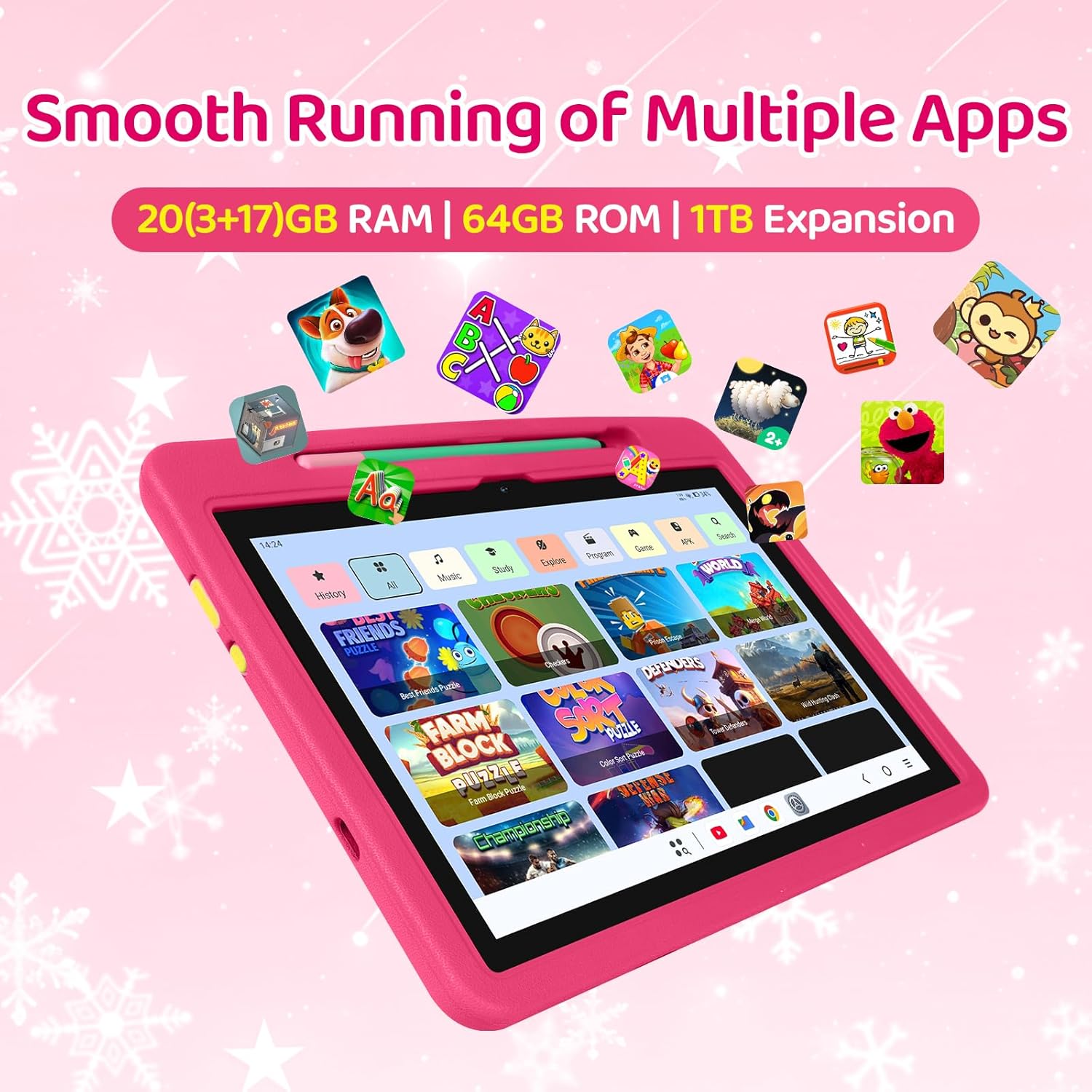 Thumbnail 3 de Laptok Tablet Bambini 10'' con Controlli Parentali e Custodia Rosa – Android 16, 20GB RAM, ESPANDE fino a 1TB