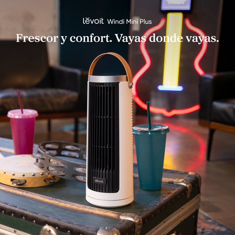 Detalle de Ventilador Torre Levoit Windi Mini Plus Blanco: ultra silencioso, compacto y con temporizador