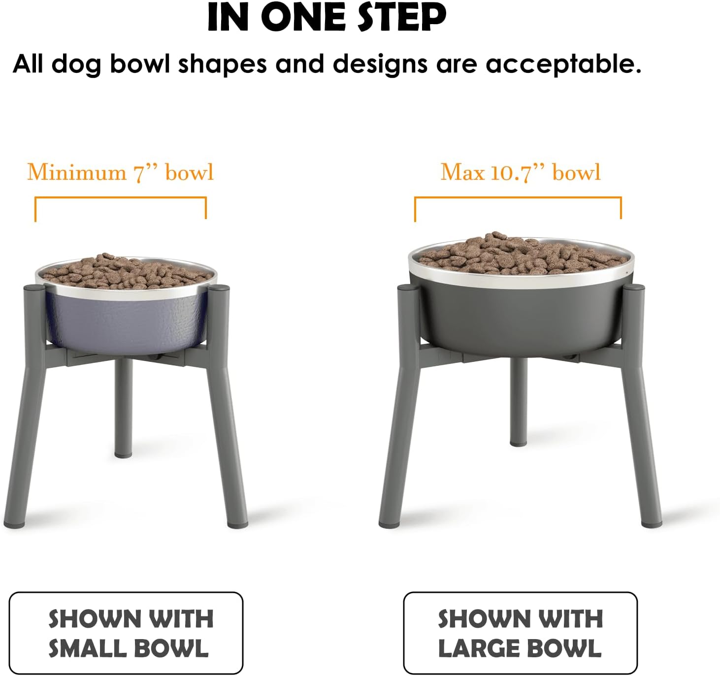 Detalle de SHAINFUN 大型犬用グレーメタル食器スタンド 幅・高さ調節対応 7~10.6インチの食器用