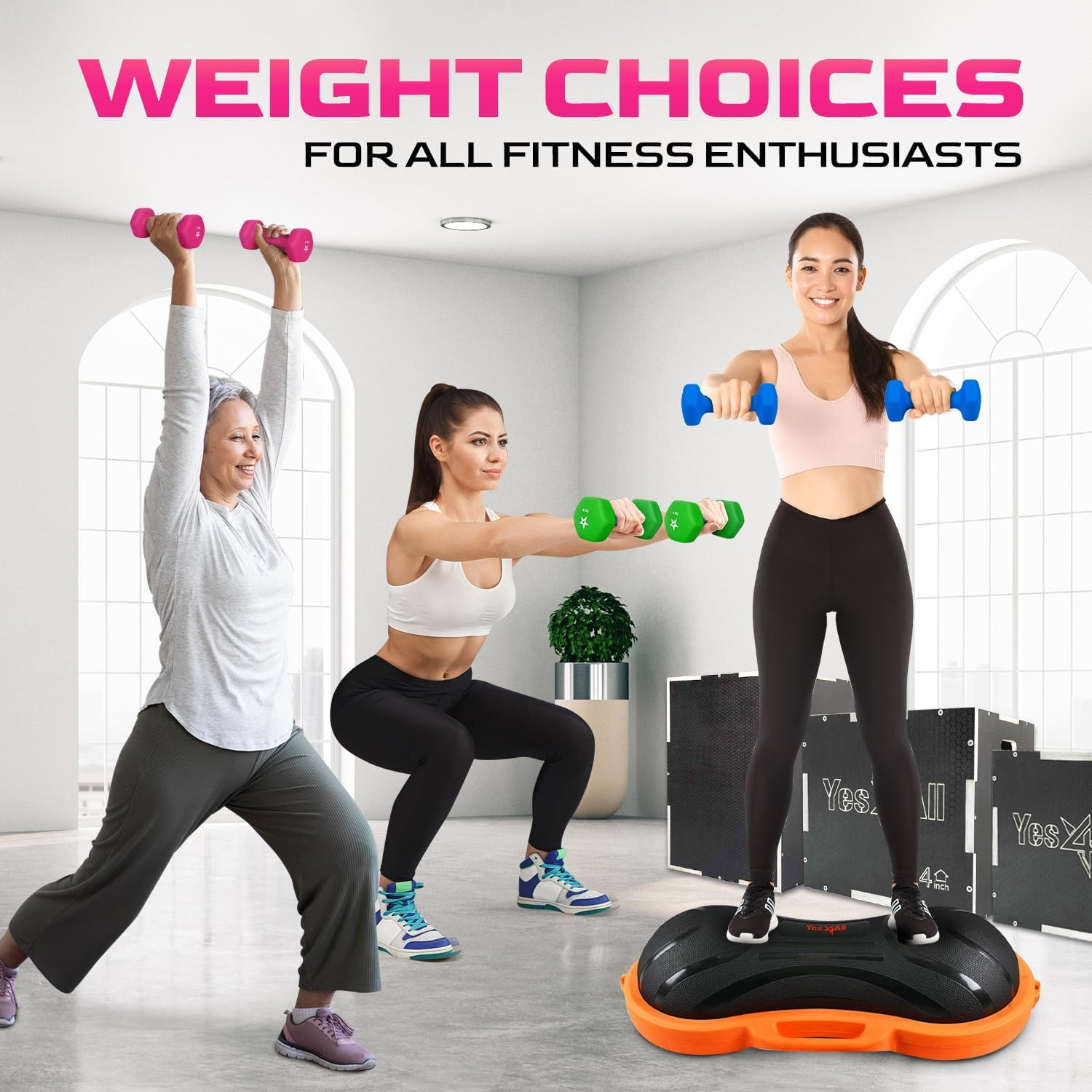 Thumbnail 4 de Yes4All set manubri esagonali in neoprene da palestra da 1 kg (coppia) con impugnatura ergonomica