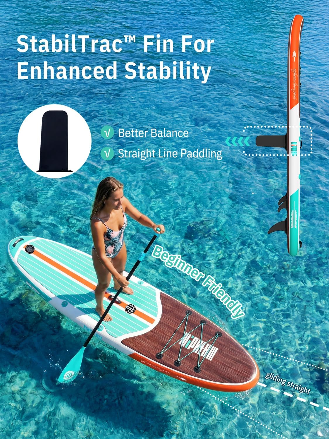 Detalle de Niphean 10’6" Inflatable Paddle Board (SUP) with EVA Deck, Pump, Backpack & Accessories