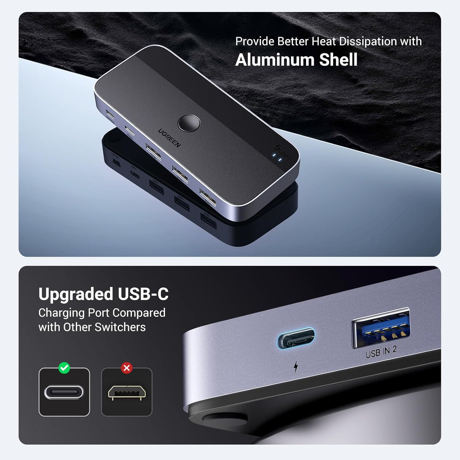 Thumbnail 4 de UGREEN USB 3.0 Switch 4-Port for 2 PCs