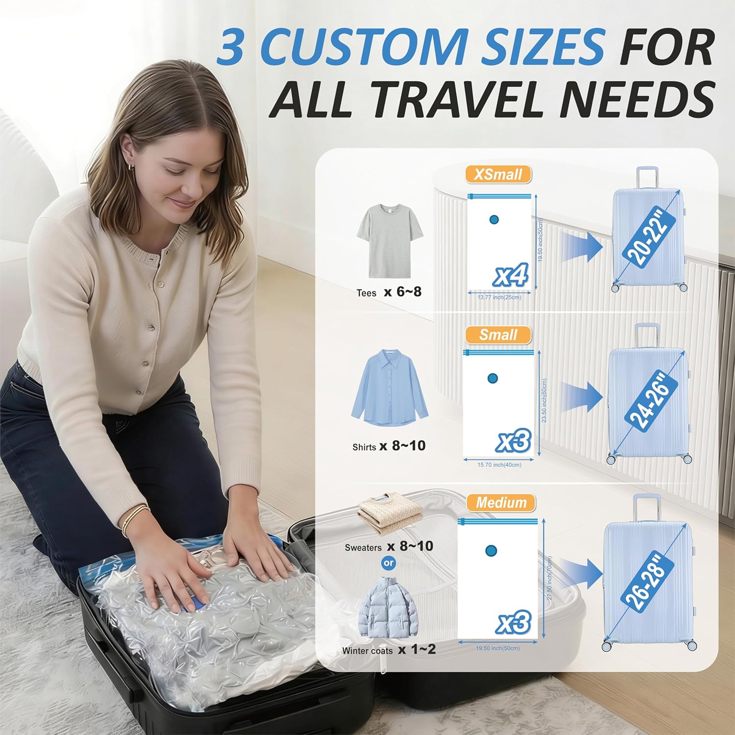 Thumbnail 3 de Cozy Essential Travel Vacuum Storage Bags 10‑Pack
