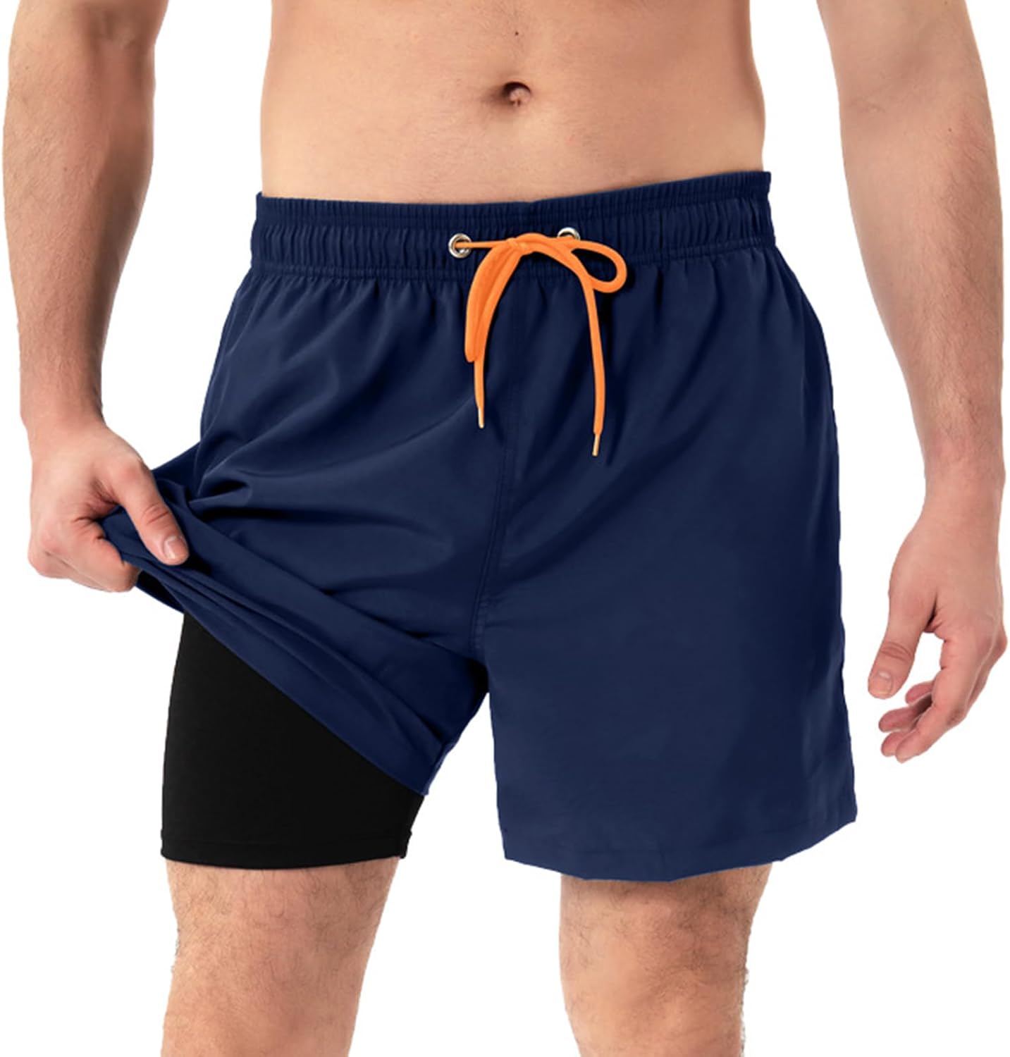 Detalle de SEDEX Mens Swimming Shorts with Zipper Pocket – 2 in 1 Quick Dry Trunks