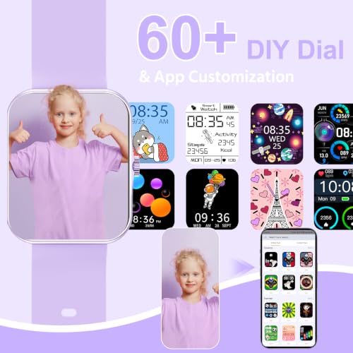 Detalle de PTHTECHUS Smartwatch Fitness 1.83" per Bambini – Orologio con Contapassi, 25 Modalità Sportive e Notifiche