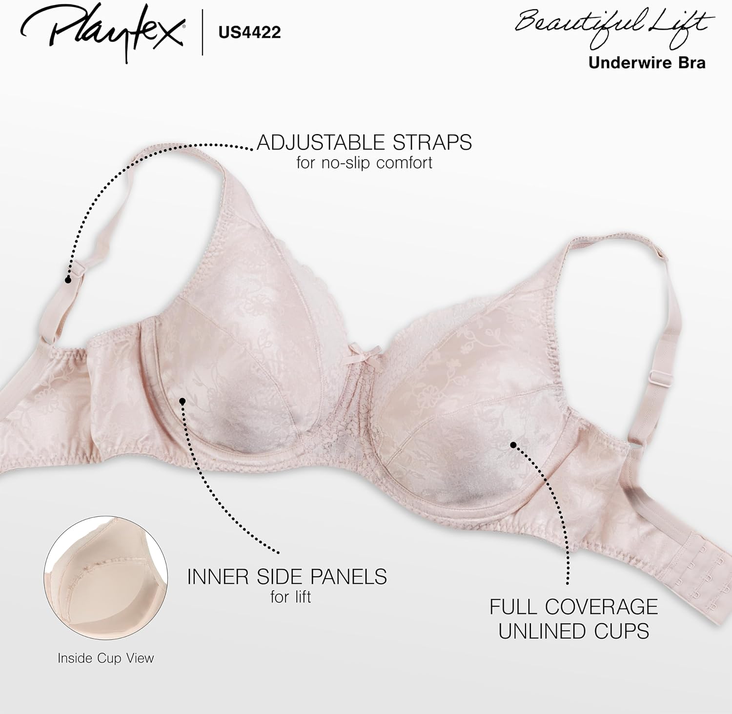 Detalle 2 de Playtex Women's Secrets Full-Figure Underwire Bra