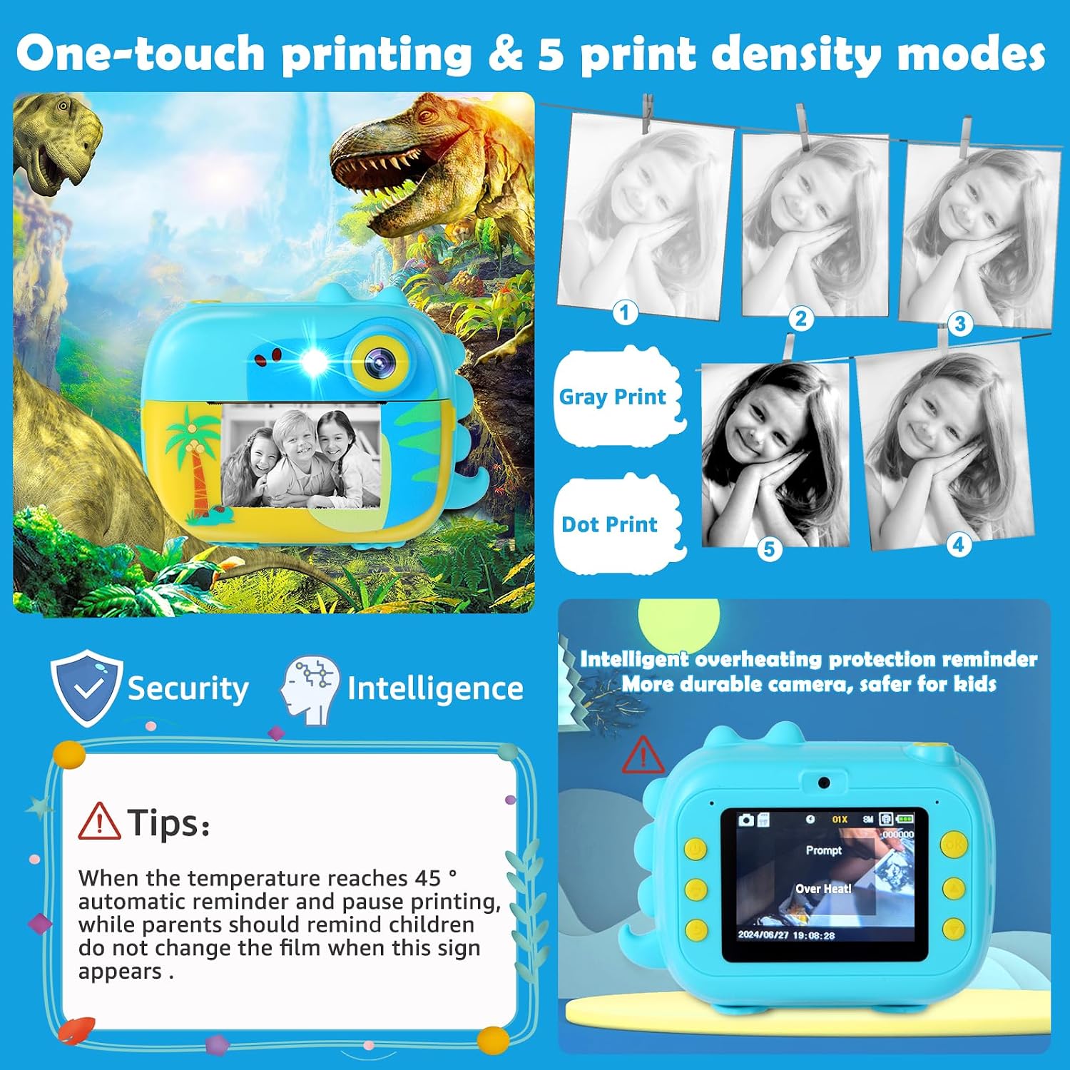 Detalle 2 de ARNSSIEN Kids Camera Instant Print (M3) – instant print toy camera with HD video, 7 rolls of paper and 32GB card