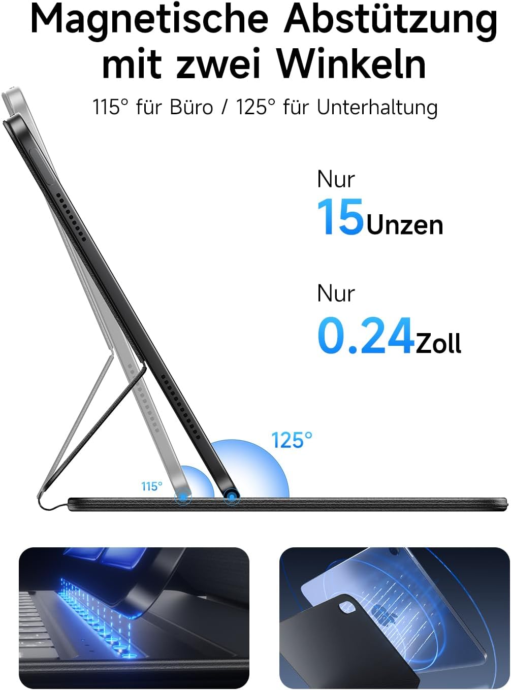 Thumbnail 2 de HOU Slim Bluetooth Tastatur Hülle iPad 11