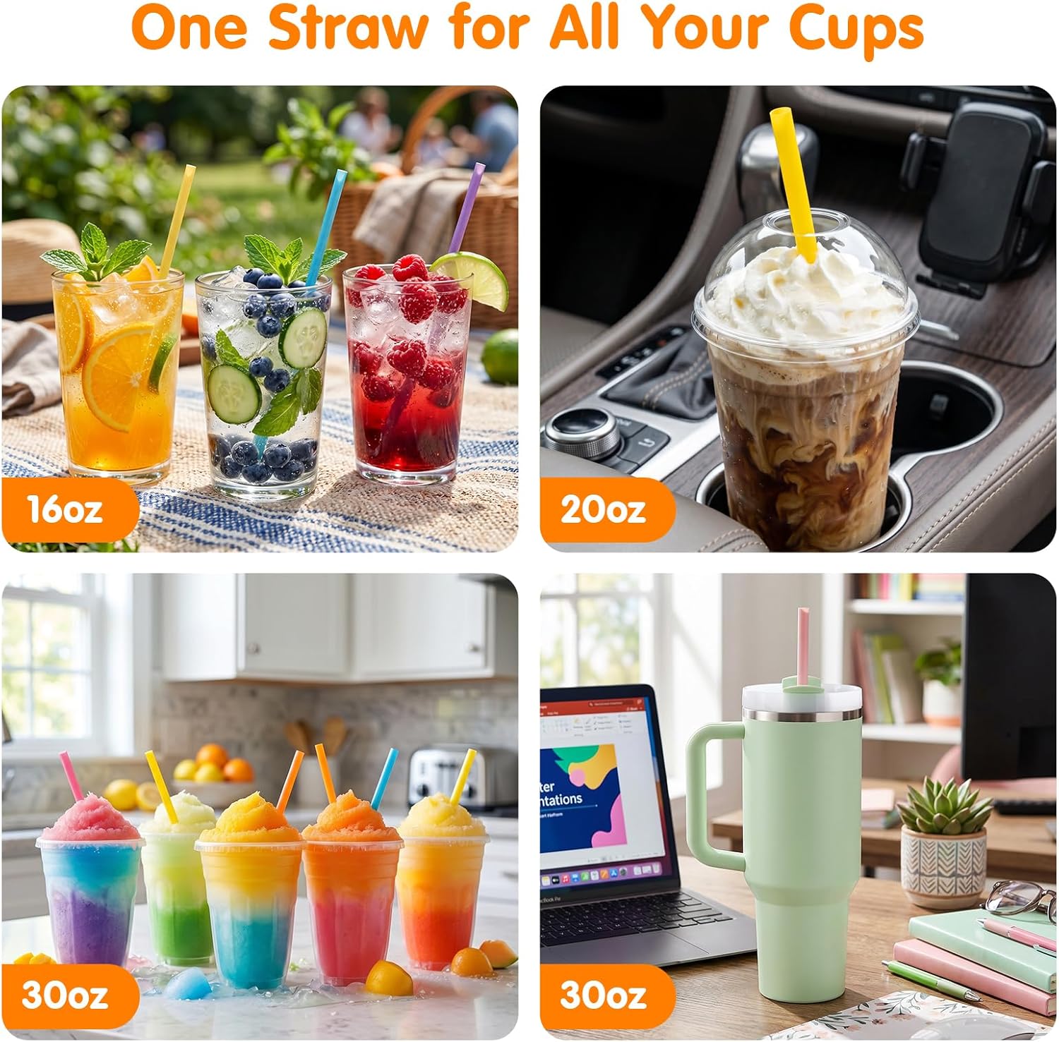Detalle 2 de TOMNK Jumbo Disposable Smoothie Straws, 10.3-Inch, 0.4-Inch, 120 Pack