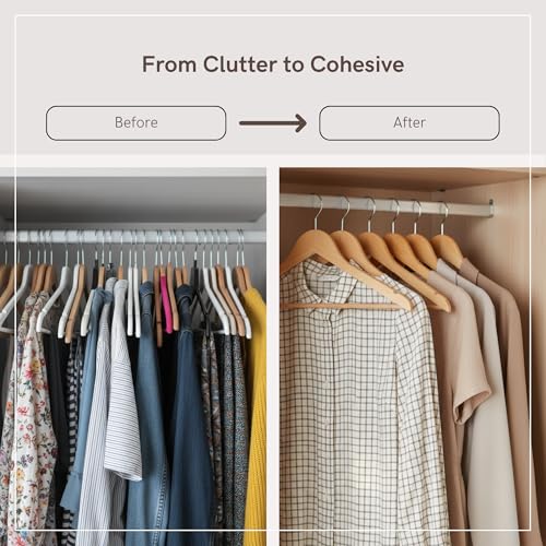Thumbnail 5 de Straame Home Brown Wooden Coat Hangers (Pack of 20) with Non-Slip Trouser Bar and Extra Smooth Finish