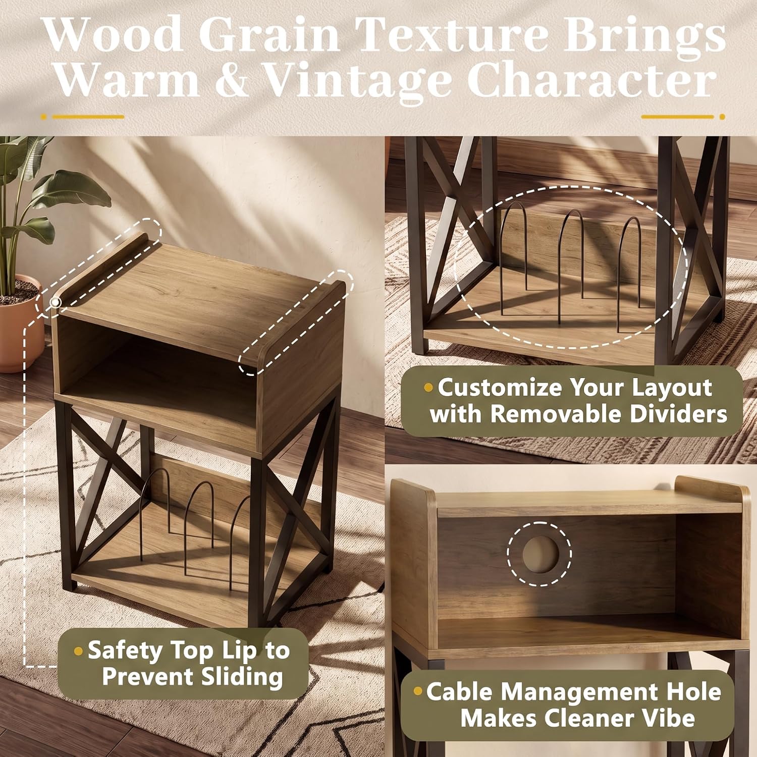 Thumbnail 6 de MECHYIN Record Player Stand with 3-Tier Storage
