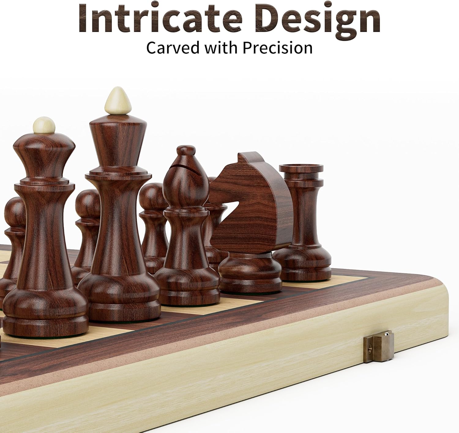 Detalle 2 de 38cm Holz Klapp-Schach- und Dame-Set