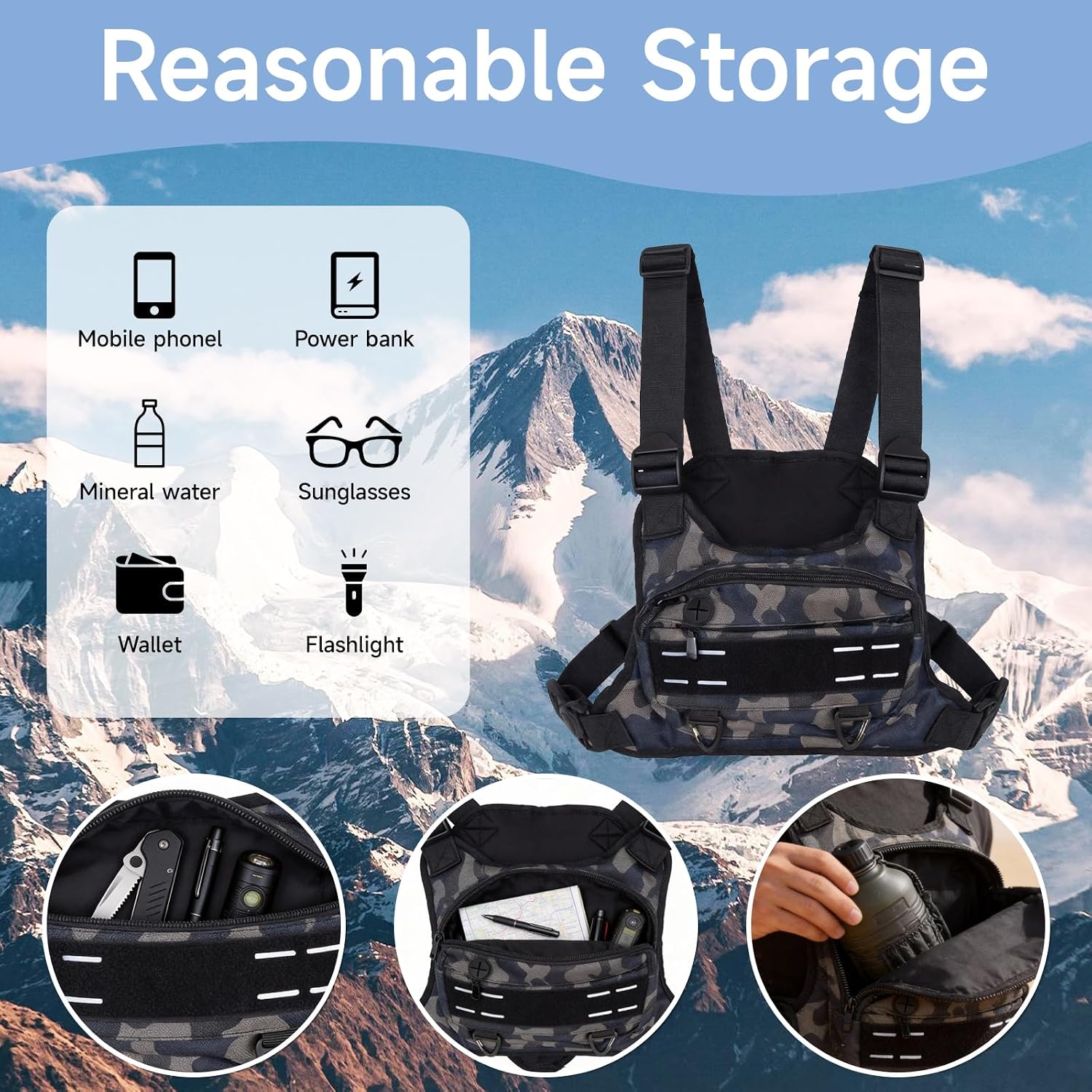 Thumbnail 4 de Icetop Running Bag, Chest Rig: Multi-Functional Waterproof Chest Pack for Running, Hiking and Cycling
