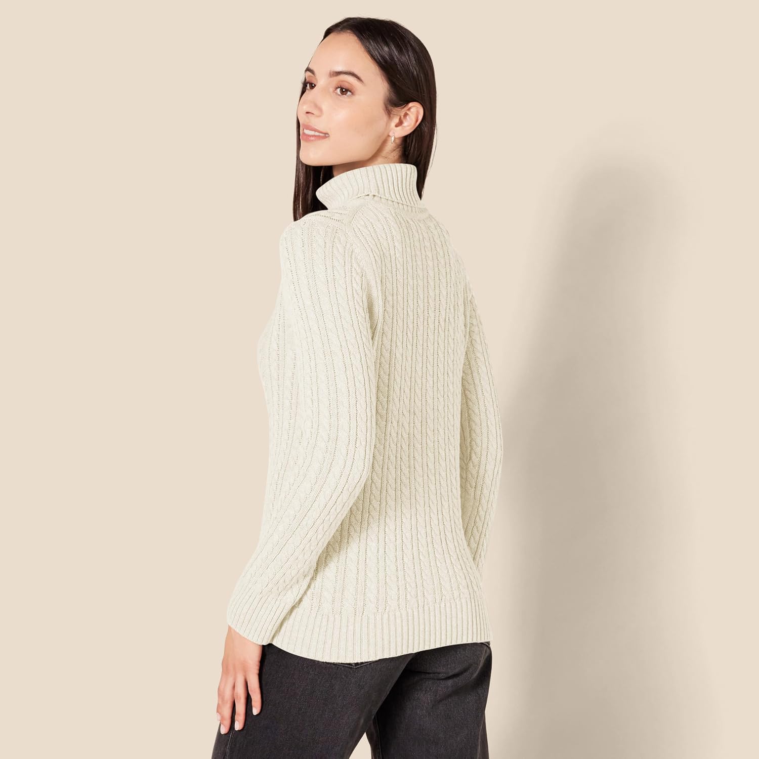Detalle de Amazon Essentials Damen Leichter Rollkragenpullover mit Zopfmuster – Übergröße verfügbar