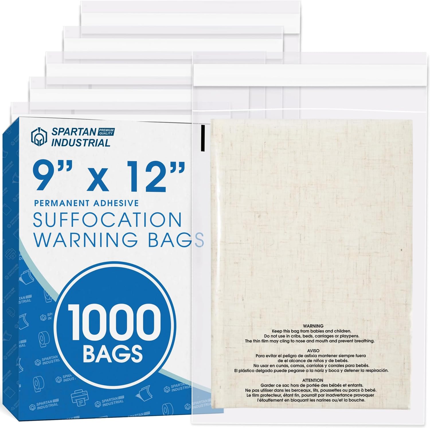 Spartan Industrial SFW-Bag-0912 9 x 12-Inch Clear Poly Bags, 1,000 Count