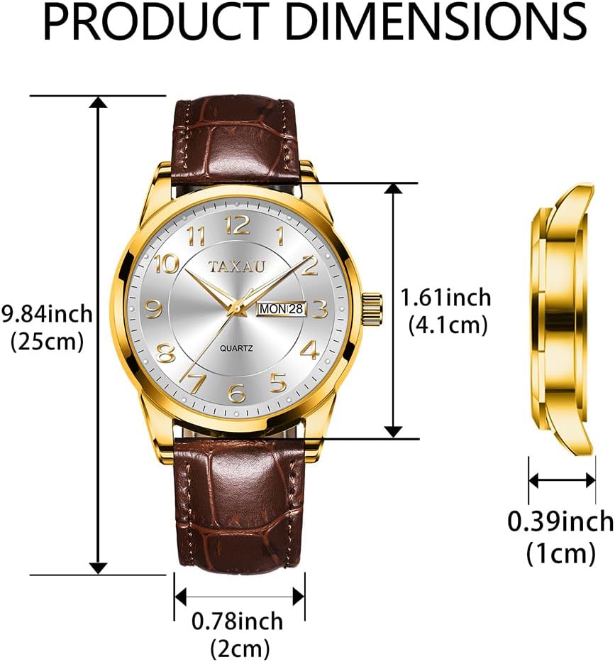 Detalle de Taxau Herren Armbanduhr Chronograph, wasserdicht, Lederband, Datum – Leuchtendes Zifferblatt