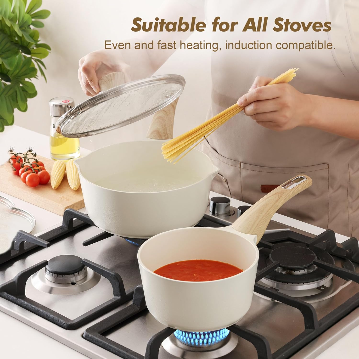 Thumbnail 3 de SENSARTE Ceramic Saucepan Set 2 & 3 Qt 🍲