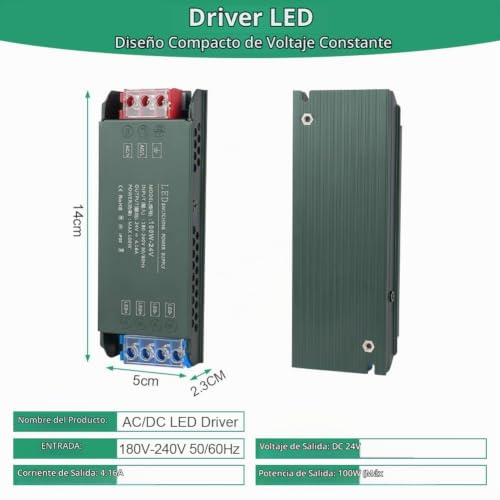 Detalle 2 de URAQT Transformador LED de 100 W, salida de 24 V y diseño compacto
