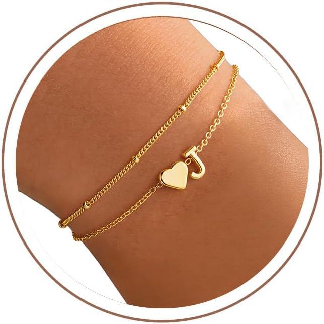 Thumbnail 6 de TINGN Muttertagsgeschenke-Armband mit Herz & Buchstaben (14K goldvergoldet, verstellbar)