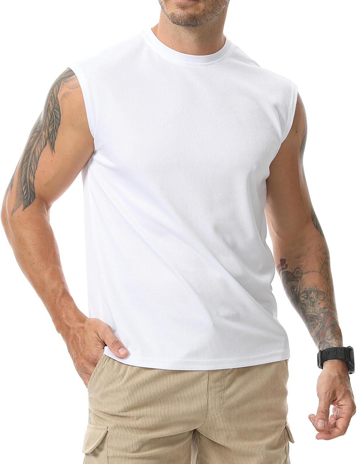 Thumbnail 5 de Suwangi 3 Pezzi Canotte da Uomo: set sportivo, traspirante e leggero per palestra e outdoor