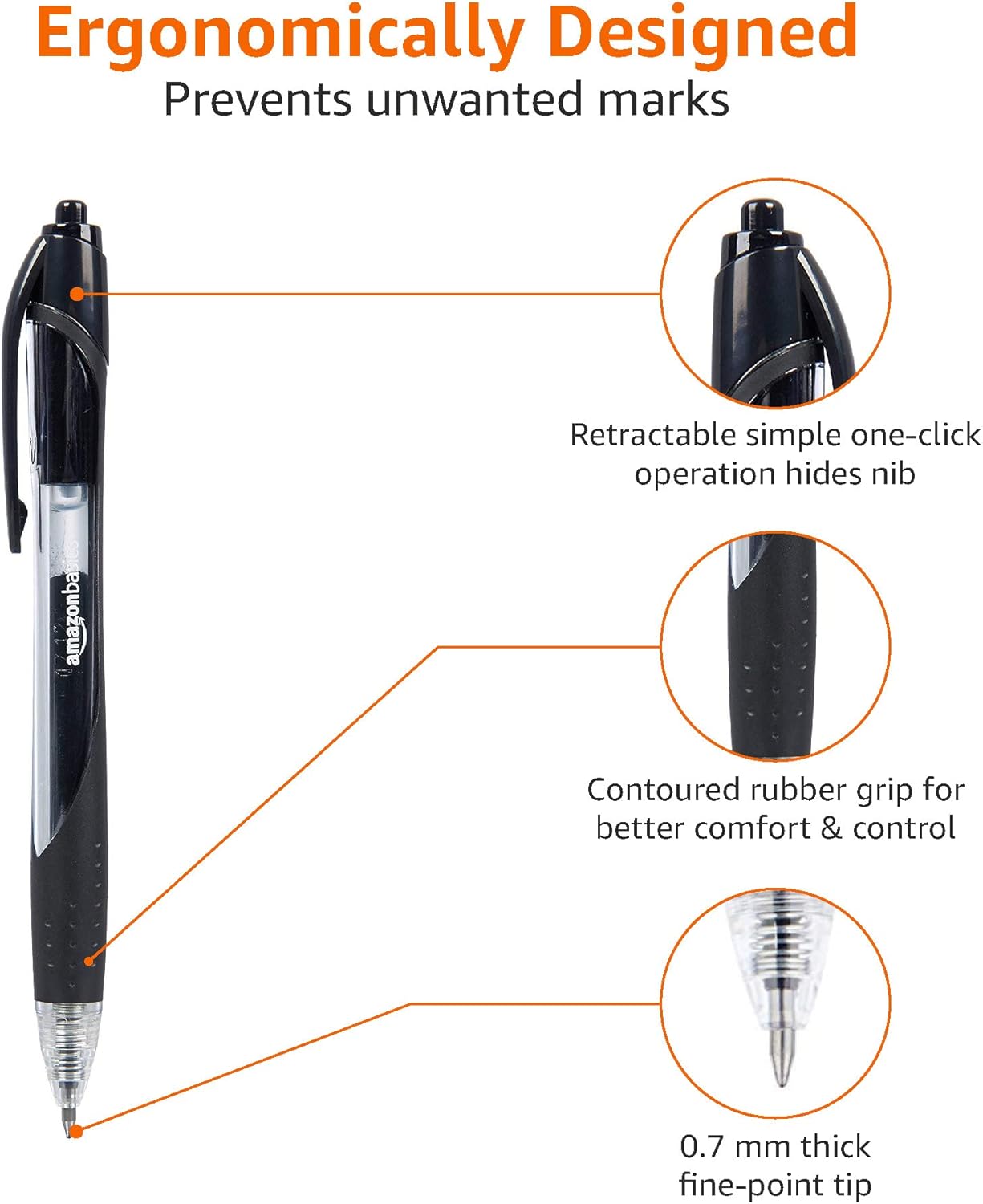 Thumbnail 3 de Amazon Basics Retractable Gel Ink Pens – Fine Point, Black, 12-Pack