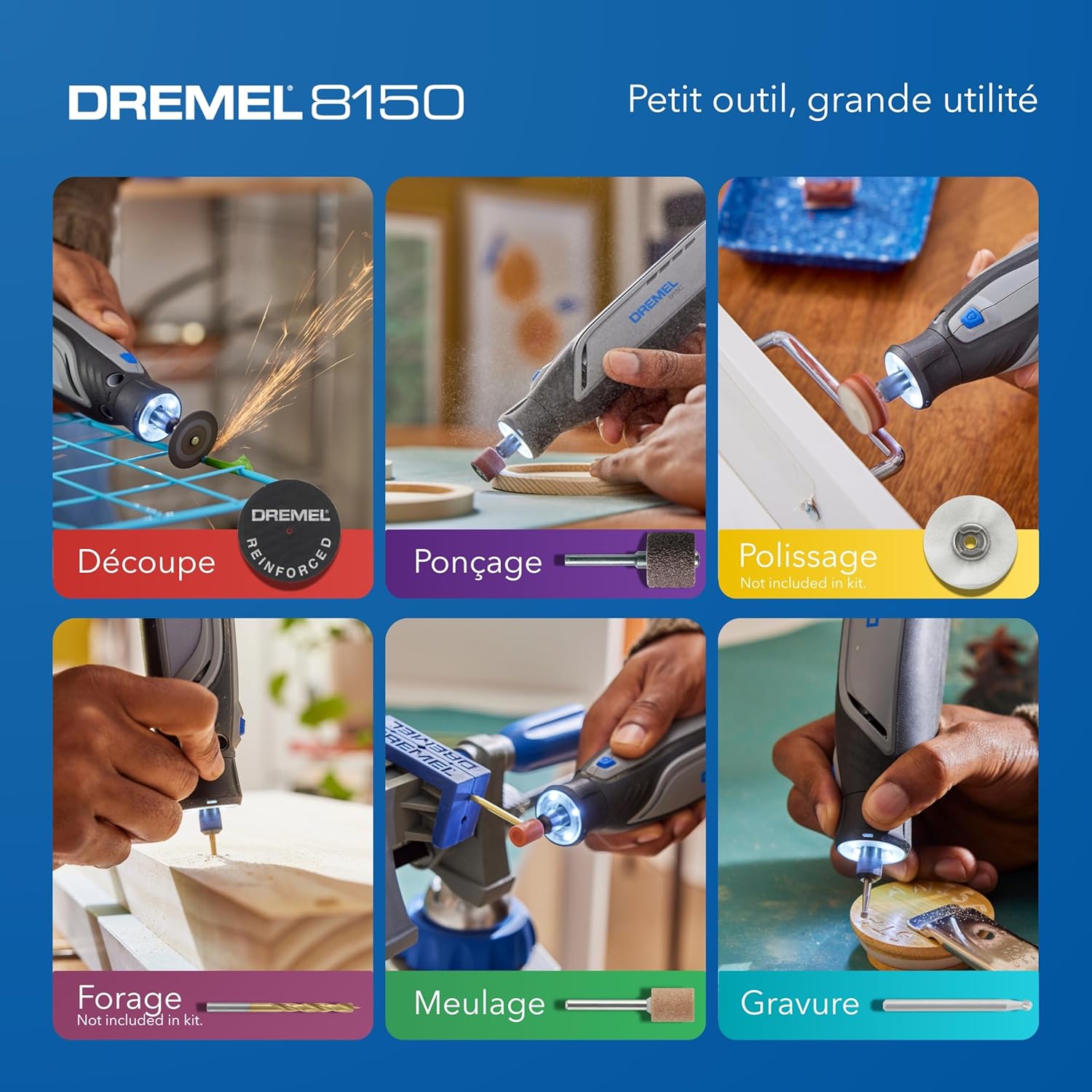 Thumbnail 6 de Dremel 8150 – Outil multifonction sans-charbon 7,2 V, USB-C, 20 accessoires