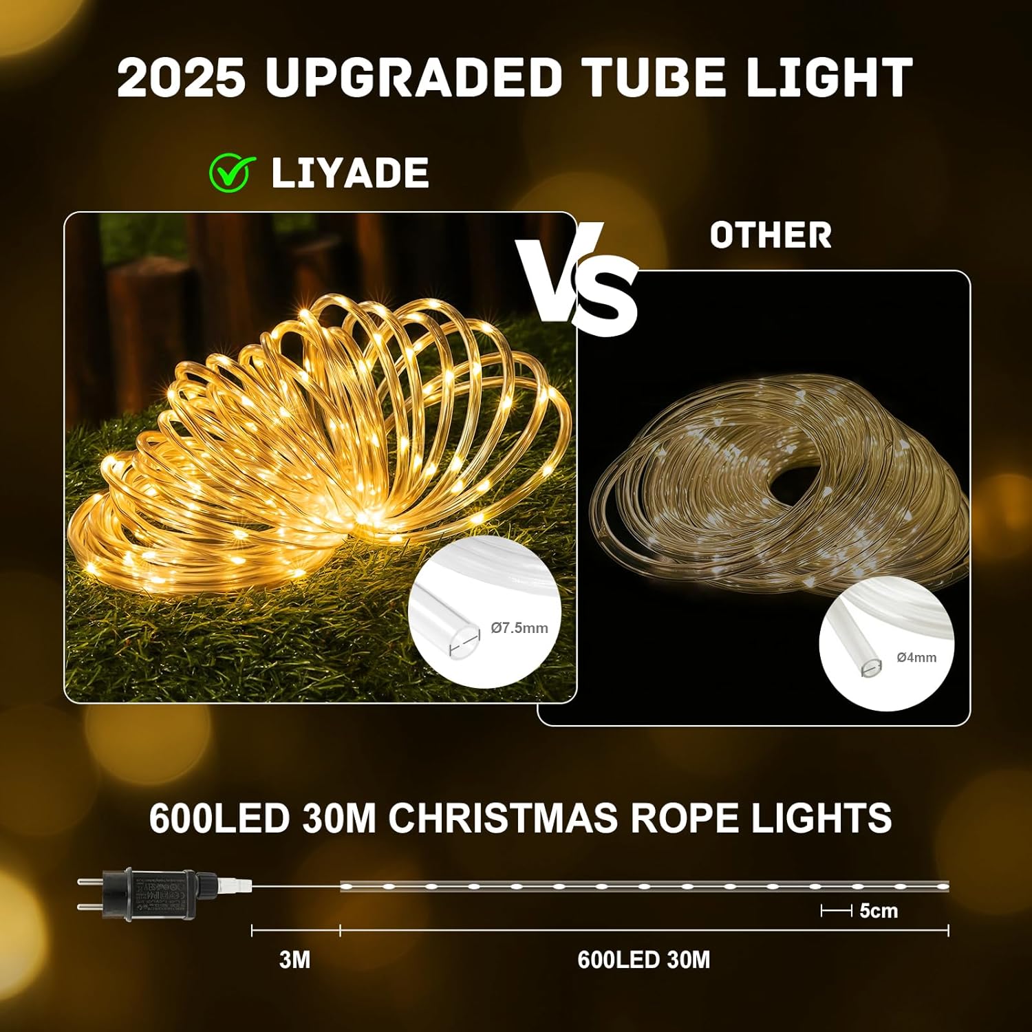 Detalle 2 de Liyade Tubo luminoso 30M 600 LED per esterni
