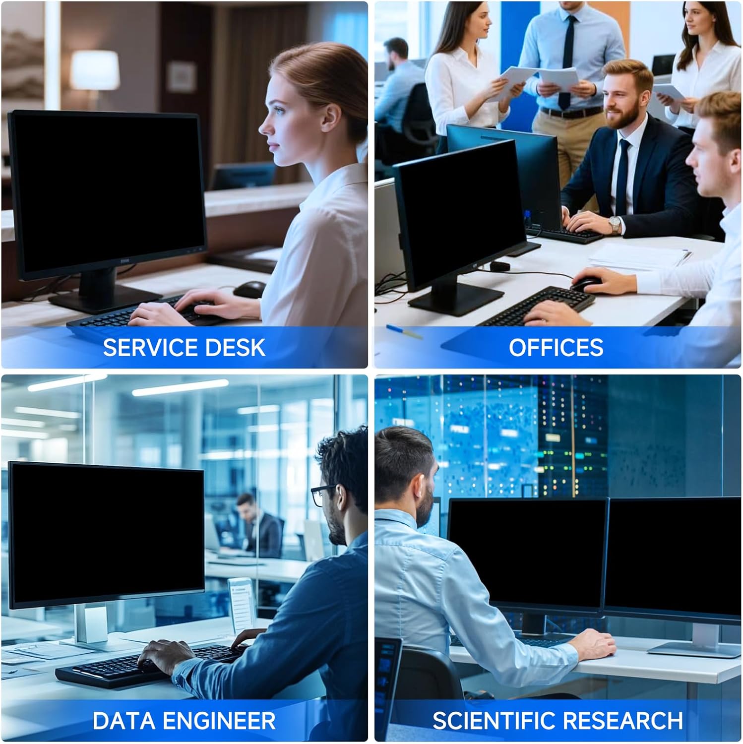 Thumbnail 3 de ZOEGAA 2-Pack Privacy Screen for 24-Inch Monitors (16:9) – Anti-Spy, Blue Light, Glare Reduction