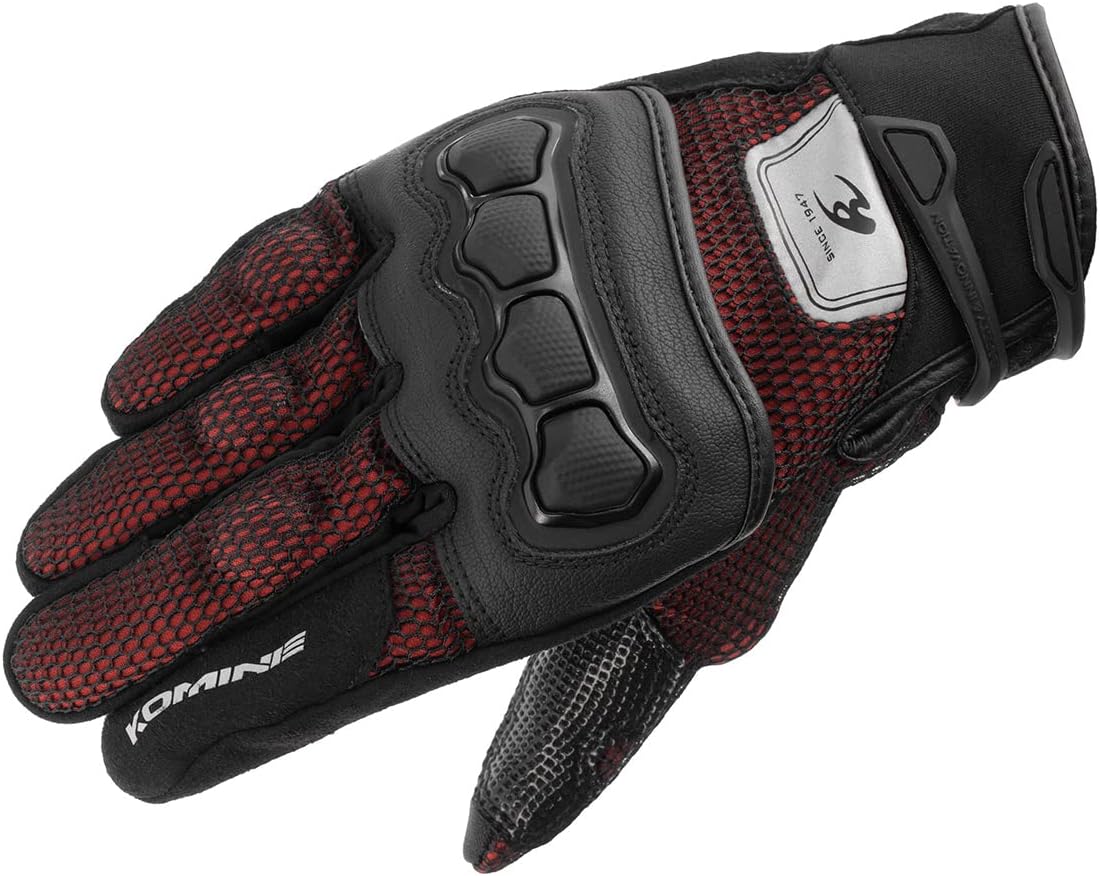 Detalle de コミネ GK-2153 バイク用メッシュグローブ レッド M タッチパネル対応・ナックルガード付き