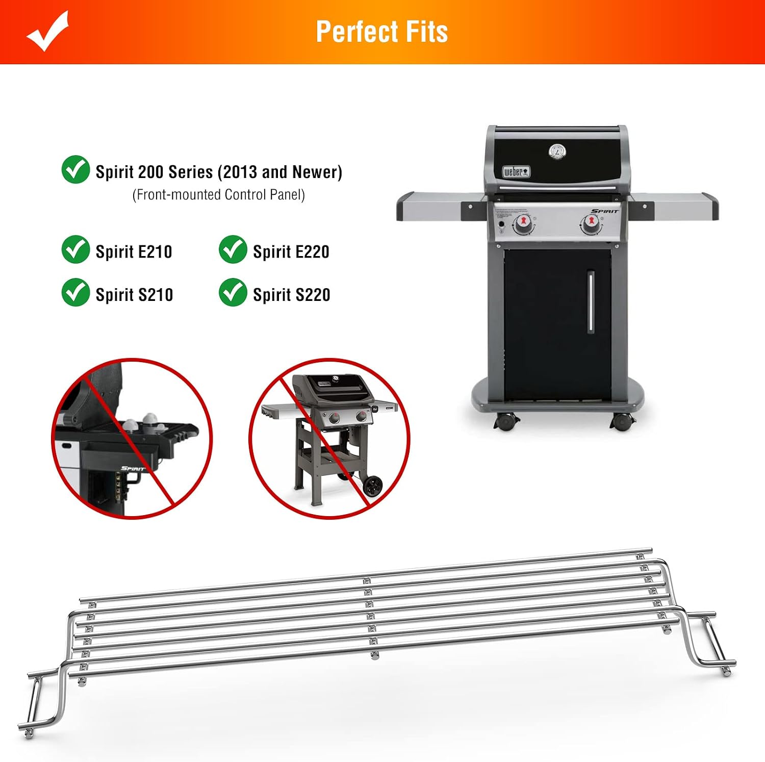 Detalle de Piastra riscaldante 7635 Barre per Weber Spirit 200 (con manopole anteriori) – Piastra in porcellana smaltata