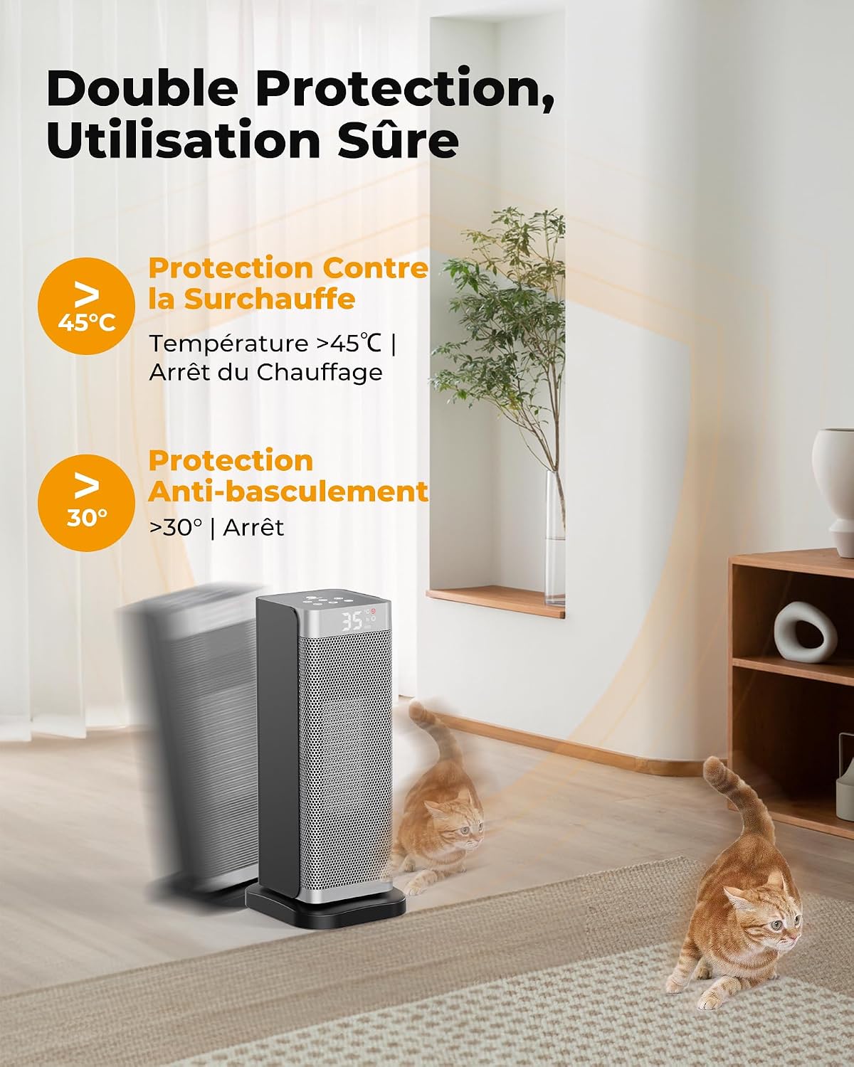 Detalle 1 de Fitabok YND-2000C keramische ventilatorkachel 2000 W met ECO-modus