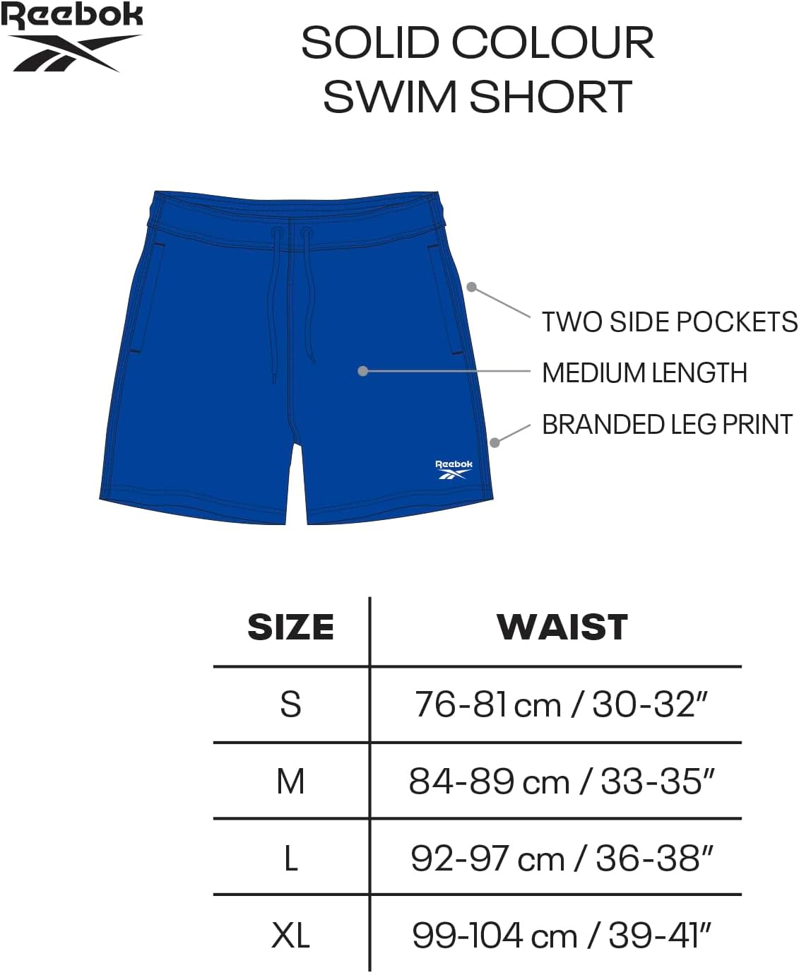 Detalle de Reebok Yale Maillot de Bain Homme (Lot de 1)
